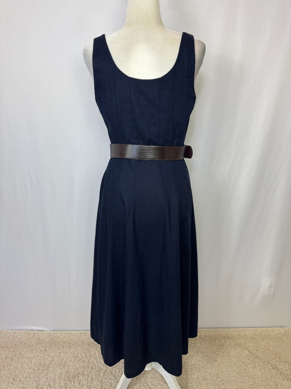 Donna Karan New York Belted A-Line Midi Dress Size 6 Blue - Picture 9 of 15